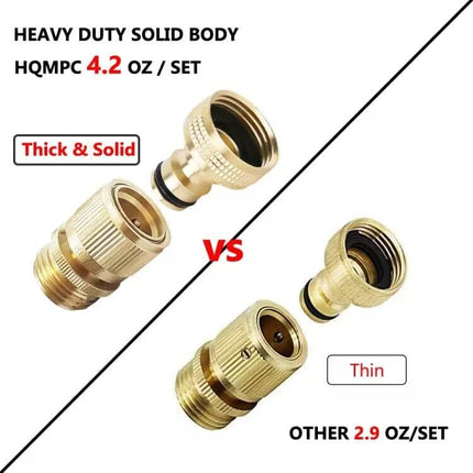 Garden Hose Quick Connect – Solid Brass Fittings, 3/4 inch GHT, 2 Sets Included
