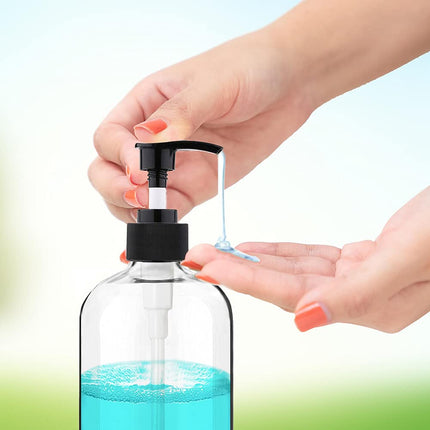 4 Pack 16oz 500ml Plastic Pump Bottles Clear BPA Free Shampoo Lotion Dispenser