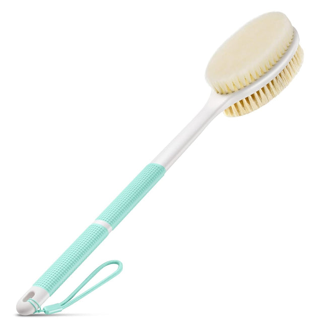 Back Scrubber for Shower – Long Handle, Soft & Stiff Bristles, Green