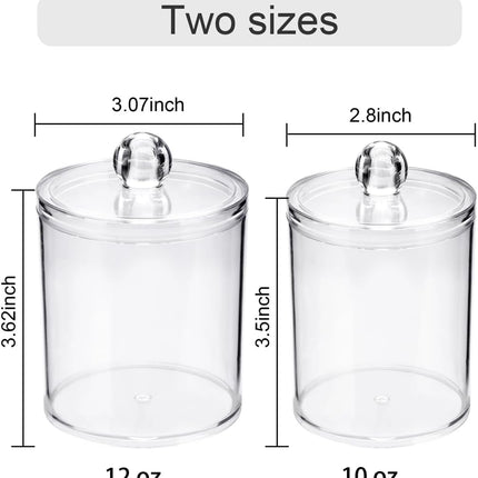 4 Pack Qtip Holder Dispensers, Clear Plastic Bathroom Storage Jars with Lids