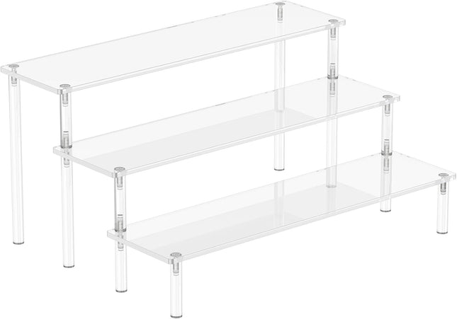 3-Tier Acrylic Display Risers – Clear Organizer Stand for Perfume & Desserts