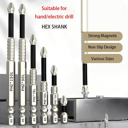 Magnetic Screwdriver Drill Bit Set 25-150mm K5 Impact Bits for Repairs