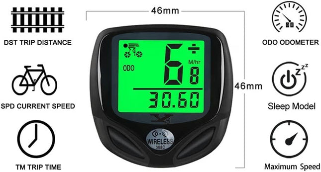 Wireless Bicycle Speedometer & Odometer – Waterproof LCD Bike Computer