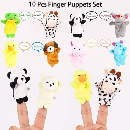 10Pcs Finger Puppets Set – Soft Plush Animal Toys for Kids, Party Favors & Playtime