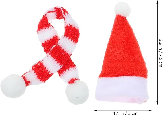 20pcs Mini Knit Santa Hat & Scarf Set – Xmas Bottle, Cup & Doll Craft Decorations