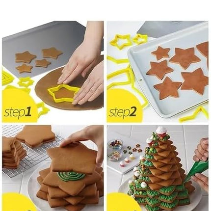 10 Pcs Christmas Gingerbread Star Cutters – 3D Fondant Biscuit Pastry Mold Set