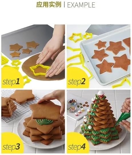 10 Pcs Christmas Gingerbread Star Cutters – 3D Fondant Biscuit Pastry Mold Set