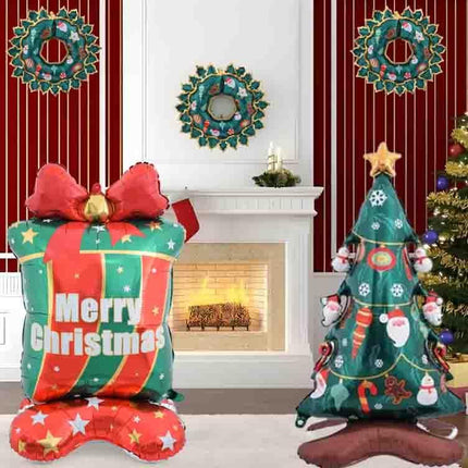 5PCS Christmas Balloon Stand Box Set – Xmas Wreath Balloons Party Decorations