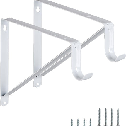 2 Pack Heavy Duty Closet Rod Brackets Wall Mount Shelf Support White