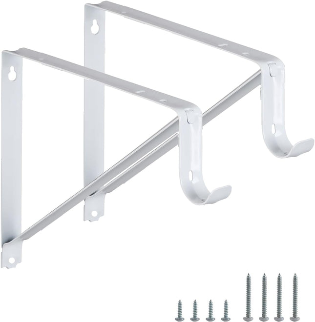 2 Pack Heavy Duty Closet Rod Brackets Wall Mount Shelf Support White