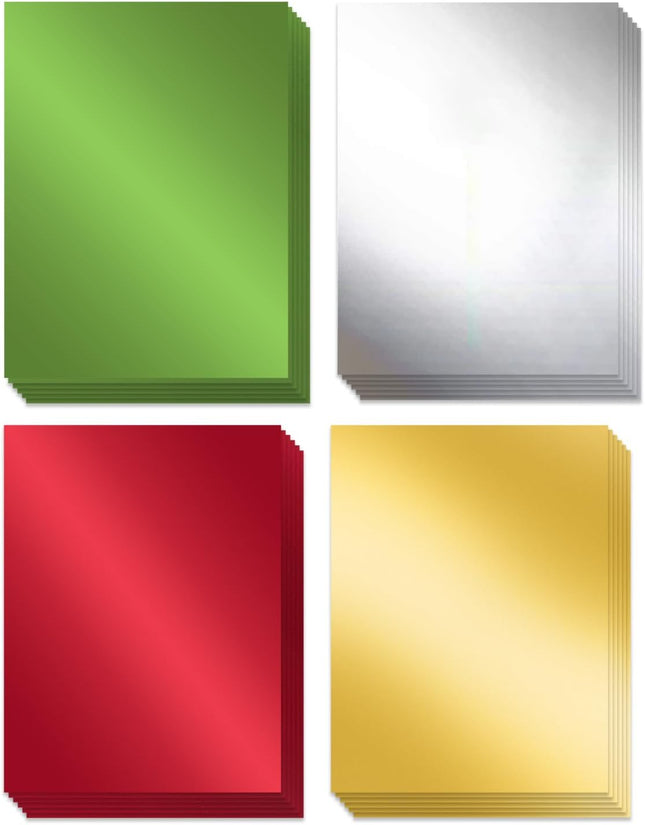 24 Sheets Christmas Metallic Cardstock Paper, 8.5x11 Inch 250GSM Foil Craft Paper