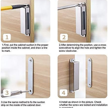 4-Pack Cabinet Magnets – 30lb Strong Magnetic Door Latch for Kitchen & Closet