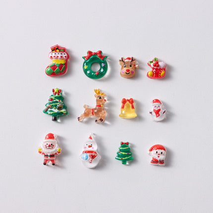 50PCS Christmas Nail Charms | Mini Snowman, Xmas Tree & Santa 3D Gems