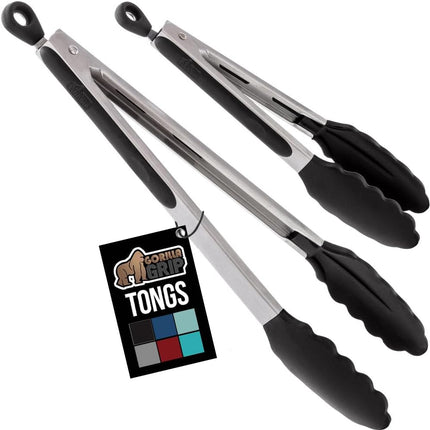 2-Pack Stainless Steel Tongs – Cooking, BBQ, Air Fryer, Silicone Tips