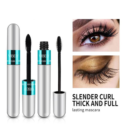 4-Pack VIBELY 2-in-1 4D Silk Fiber Mascara, 5X Longer, Lengthening & Thickening, Washable