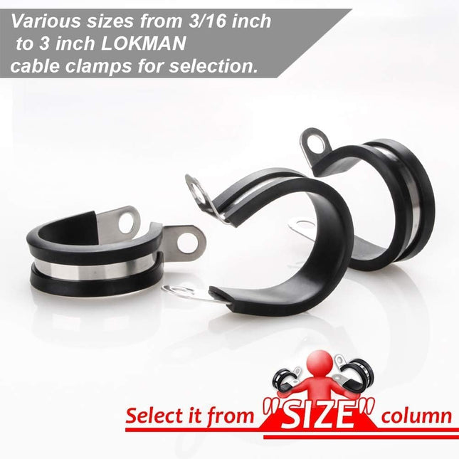 20-Pack 1/2 Inch Stainless Steel Cable Clamps – Rubber Cushioned Wire Holder Straps