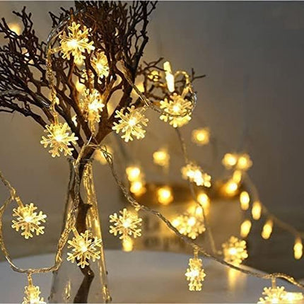 Christmas Snowflake Lights – 9.8FT Warm White Battery LED String Décor