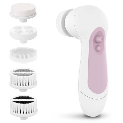 Waterproof Facial Cleansing Spin Brush Set 5 Exfoliating Heads Electric Face Scrubber