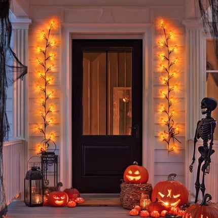 Halloween Pumpkin Orange Garland – JMEXSUSS 6FT Battery Willow Lights, 8 Modes