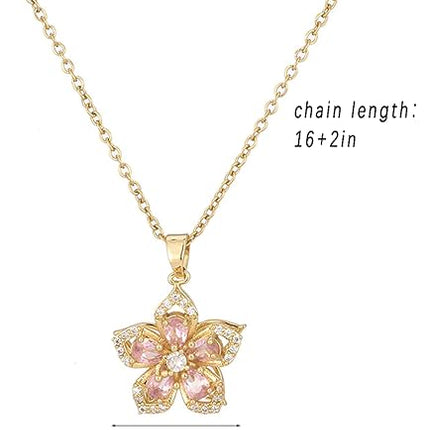 Gold Flower Fidget Necklace Women Rotating Crystal Blossom Pendant Choker
