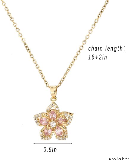 Gold Flower Fidget Necklace Women Rotating Crystal Blossom Pendant Choker