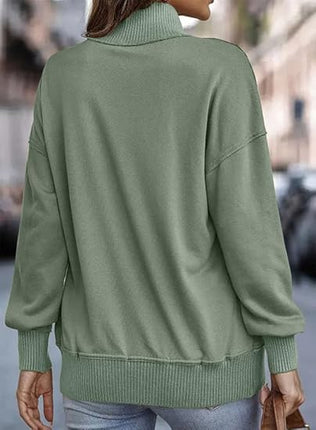 Women’s Casual Long Sleeve Pullover – Stand Neck, Lightweight Sweatshirt