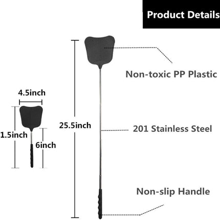 Telescopic Fly Swatters – 2 Pack, Heavy Duty Plastic with Stainless Handle