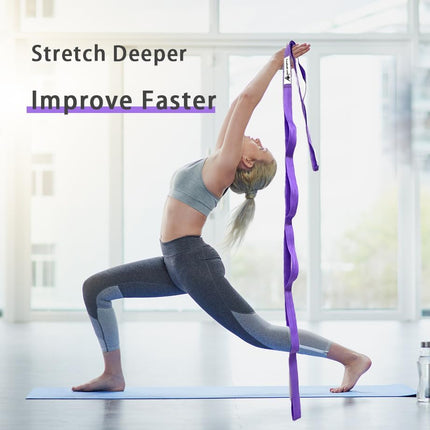 Yoga Stretching Strap with Loops, Non-Elastic Strap for Pilates & Therapy