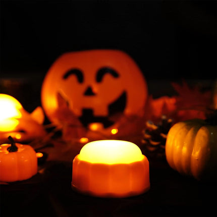 4-Pack LED Pumpkin Lights with Remote & Timer, Battery-Operated Halloween Decor
