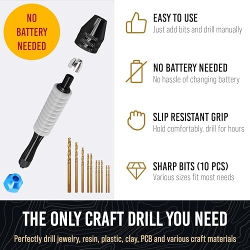 Manual Craft Drill Set – HSS Micro Mini Twist Bits & Pin Vise Hand Drill for Jewelry Making