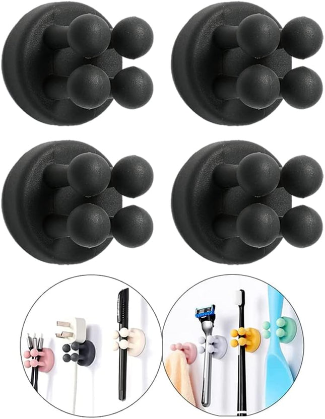 4PCS Silicone Toothbrush & Razor Holders – Adhesive Wall Hooks for Home