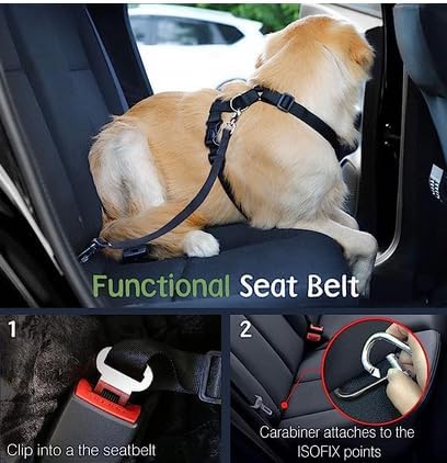 Large Dog Seat Belt Harness – Adjustable, Heavy Duty Nylon, Black