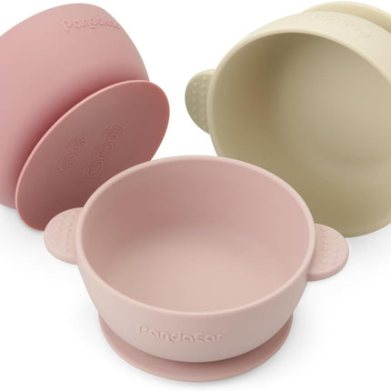 3-Pack Baby Bowls with Suction – BPA-Free Silicone, Stay-Put, Pink