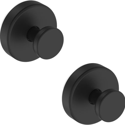 2 Pack Suction Cup Hooks for Shower Bathroom Towel Robe Hanging Black