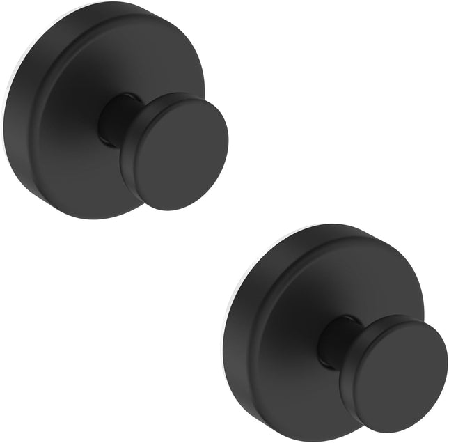 2 Pack Suction Cup Hooks for Shower Bathroom Towel Robe Hanging Black