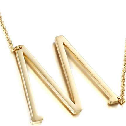 Sideways Initial Necklace Women 18K Gold Plated Large Letter Pendant Jewelry