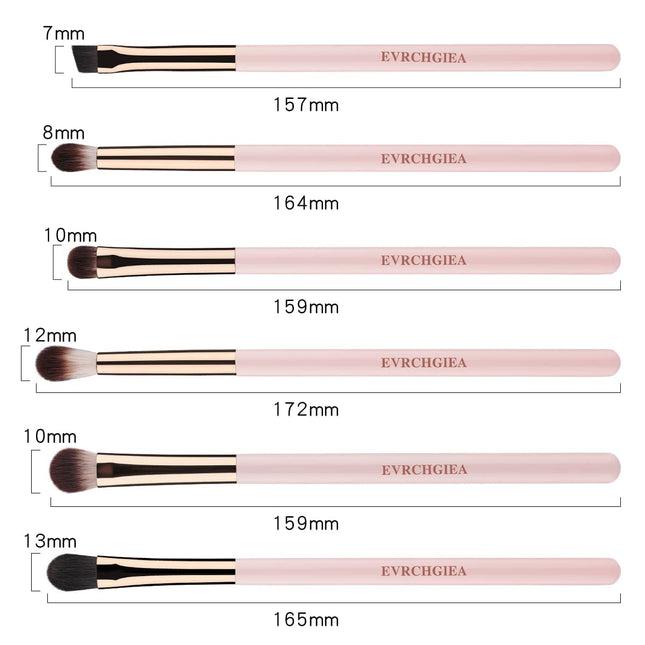 6-Pc Eye Makeup Brush Set, Soft Blending Eyeshadow, Eyeliner & Brow Brushes