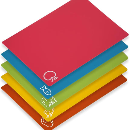 5-Pack Flexible Cutting Boards – Non-Slip, BPA-Free for Meat & Veggies