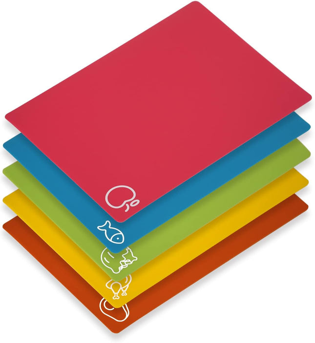 5-Pack Flexible Cutting Boards – Non-Slip, BPA-Free for Meat & Veggies