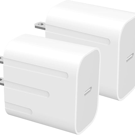 2-Pack 20W USB-C Fast Charging Adapter – Compatible with iPhone, iPad, Galaxy & More (White)
