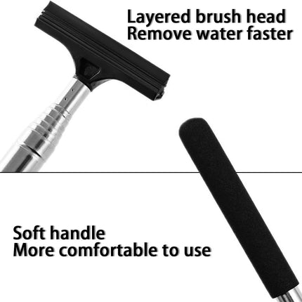 38.6" Telescopic Car Side Mirror Squeegee, Rubber Edge, Water & Fog Cleaner, Black