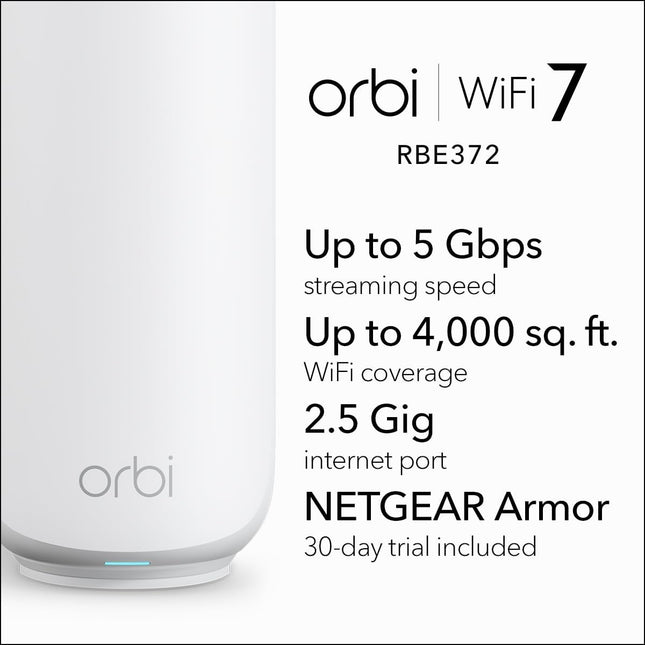 Orbi 370 Series WiFi 7 Mesh System Router and Extender High Speed 70 Devices