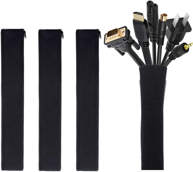 4-Pack Wire Hider Sleeve – 19–20" Flexible Cable Organizer for Electronics