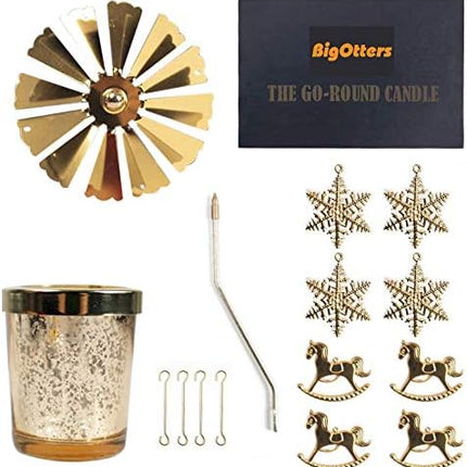 Gold Tealight Candle Holder – Spinning Snowflake Christmas Decor for Home & Gifts