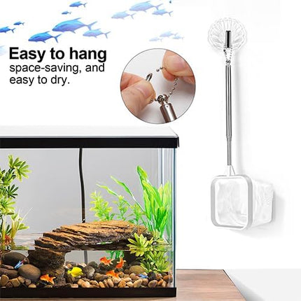 2 Pack 3 Inch Aquarium Fish Nets White Small Fish Tank Net for Betta Fish and Shrimp