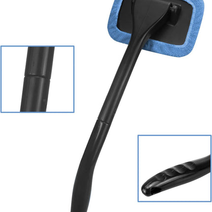 Car Windshield Cleaning Tool – Extendable Handle with 4 Reusable Microfiber Pads