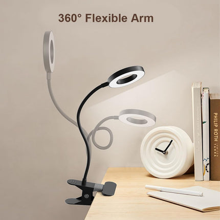 LED Desk Lamp Clip-On – 3 Color Modes, 10 Brightness Levels, 360° Adjustable