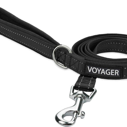 Reflective Dog Leash with Neoprene Handle Heavy Duty Walking Training Black