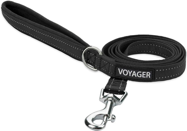 Reflective Dog Leash with Neoprene Handle Heavy Duty Walking Training Black