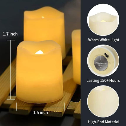 24 Pack Flameless Votive Candles – Battery Operated LED Tea Lights, Warm White